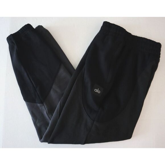 ALO Yoga U5018R Men's S Women's M Vintage Black Tonal Make Waves Sweatpants - Picture 9 of 14